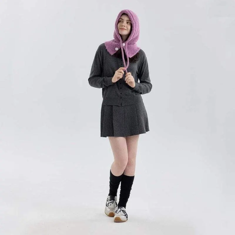 Women Knit Hat Scarf Set Wool Blend Warm Winter Hat - product detail image 3 by TRANSION