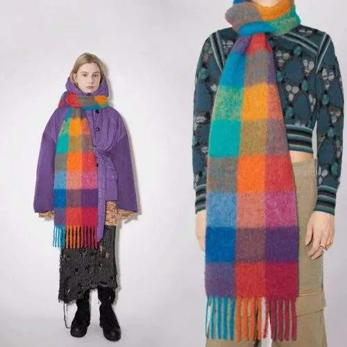 Plaid Faux Cashmere Mohair Scarf for Winter - custom OEM apparel by TRANSION
