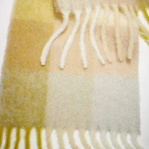 Plaid Faux Cashmere Mohair Scarf for Winter - product detail image 1 by TRANSION