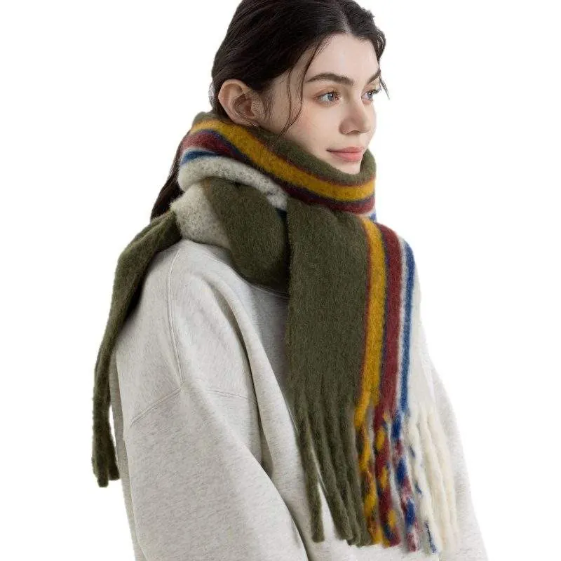 Wool Blend Plaid Scarf with Tassels – Women Winter - product detail image 1 by TRANSION