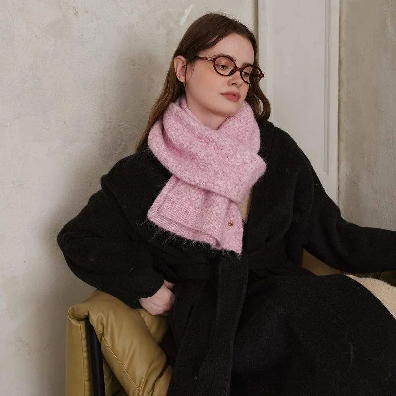 Diamond Pattern Solid Knit Scarf – Women’s Winter Warm - product detail image 2 by TRANSION