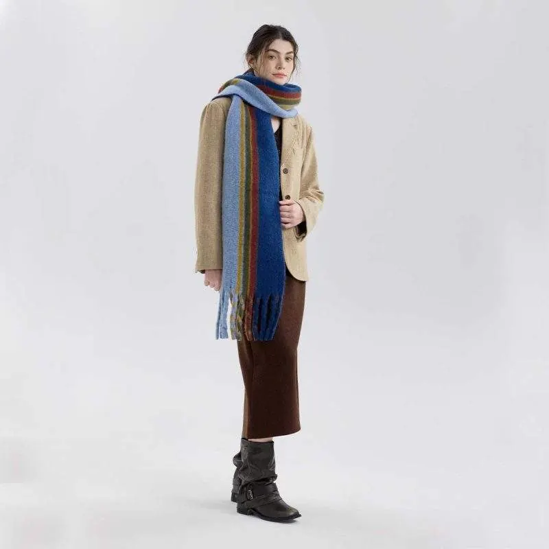 Wool Blend Plaid Scarf with Tassels – Women Winter - product detail image 2 by TRANSION