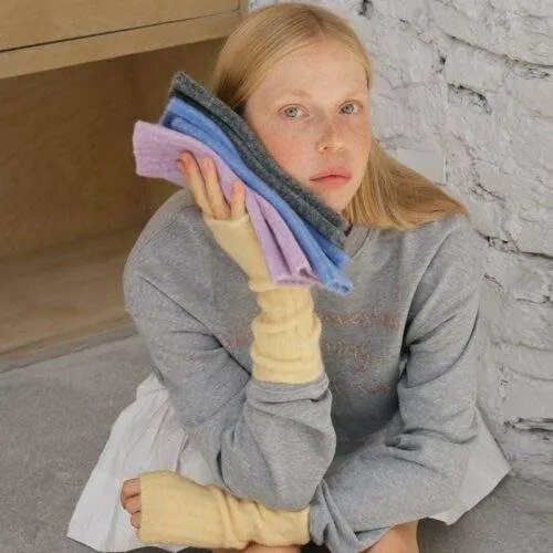 Wool Blend Solid Knit Fingerless Gloves – Warm Winter Gloves - custom OEM apparel by TRANSION