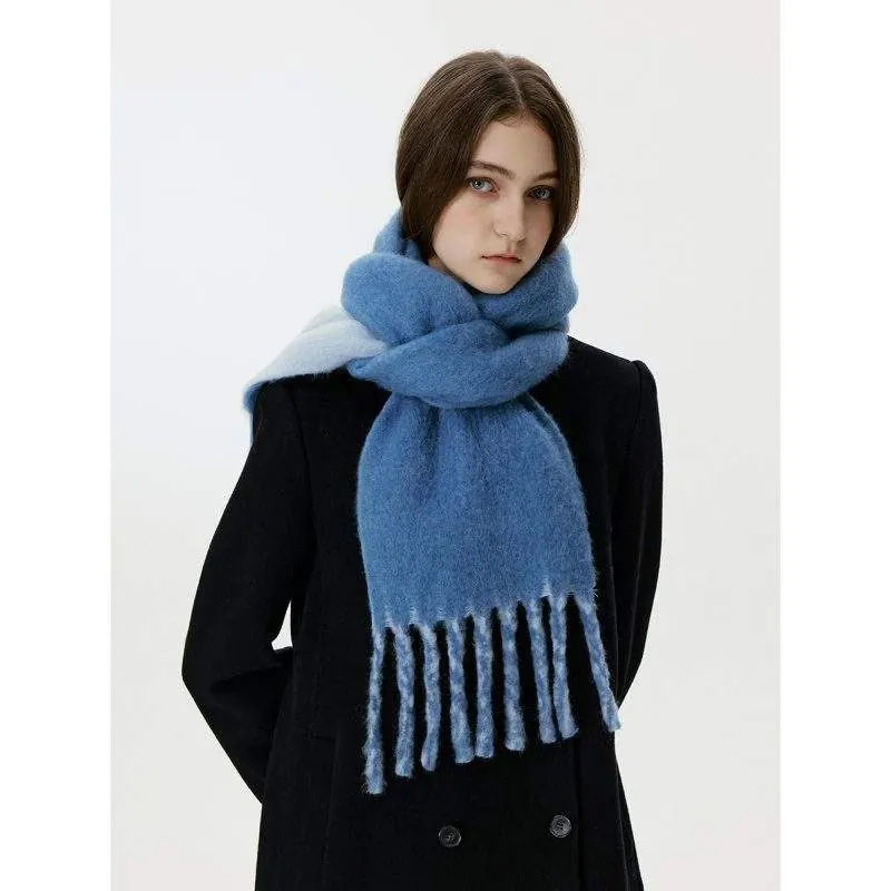 Thick Solid Color Scarf with Tassels – Women’s Fall/Winter Warm - product detail image 1 by TRANSION