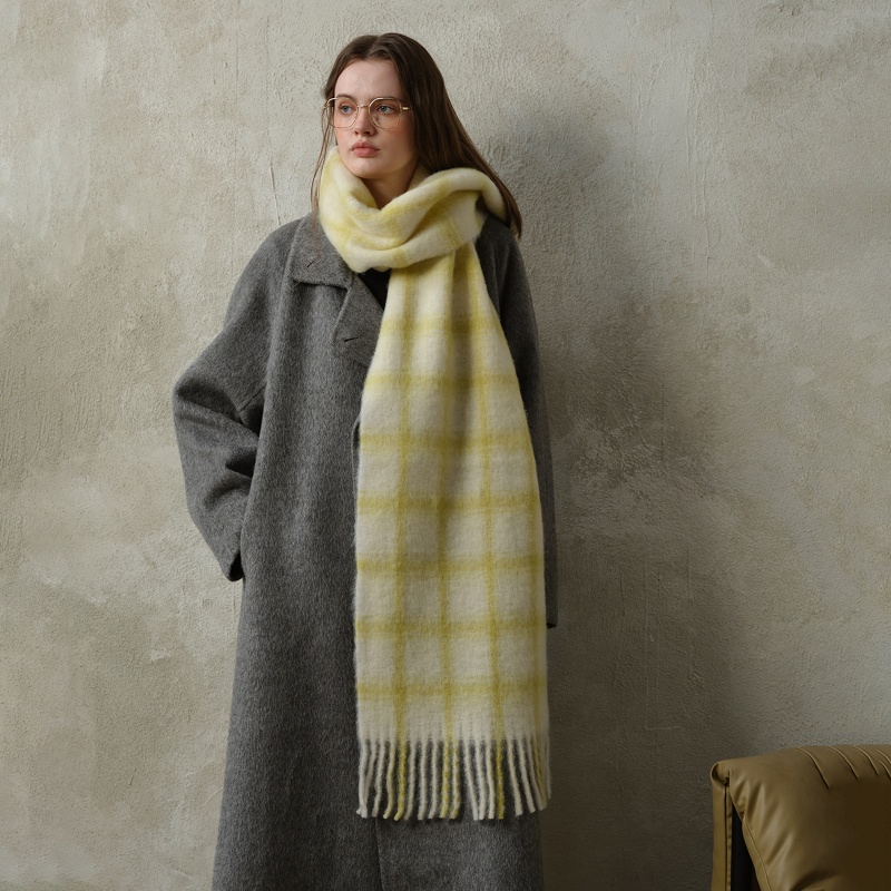 Wool Pink Plaid Scarf for Women – Soft & Simple Autumn/Winter - Image 3