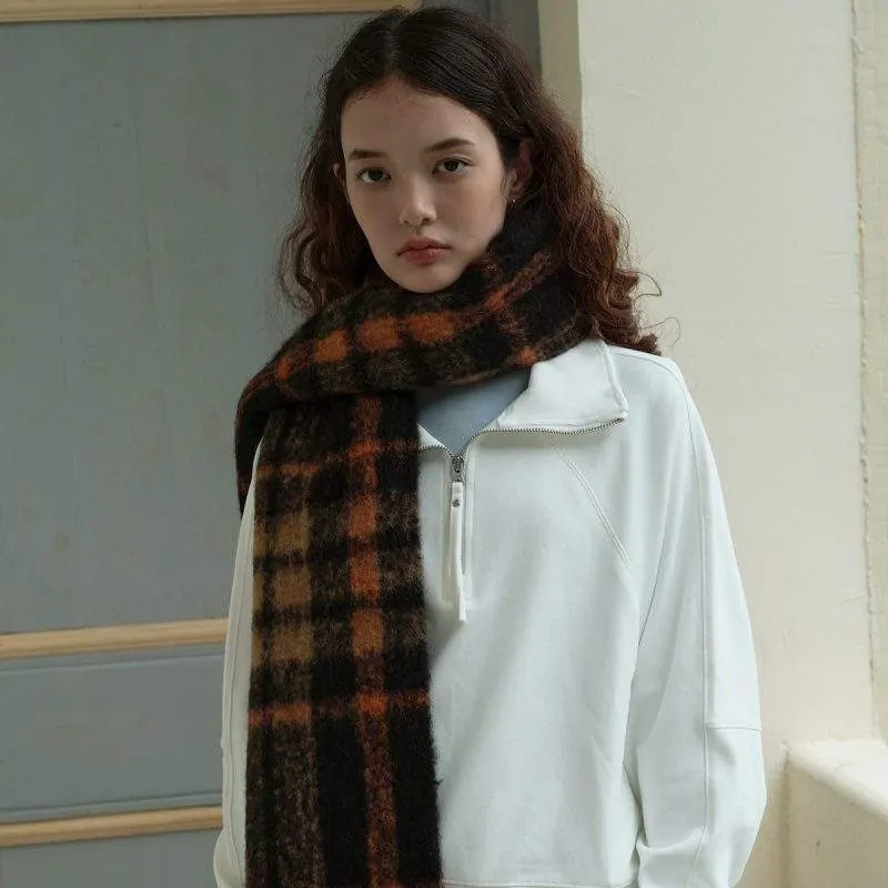 Wool Blend Plaid Tassel Scarf – Women Winter Warm Scarf - custom OEM apparel by TRANSION