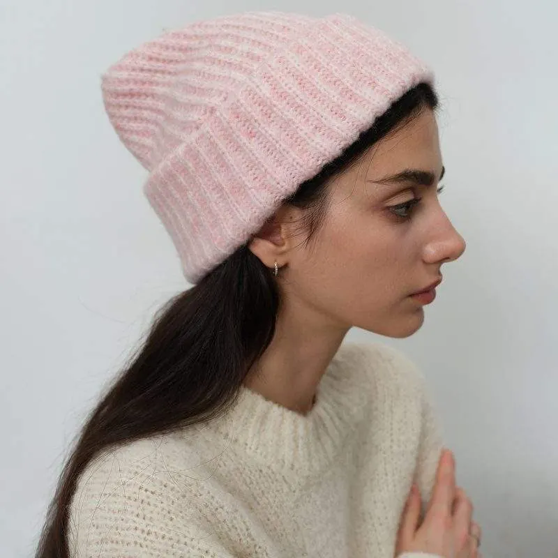 Solid Color Wool Blend Knit Hat and Scarf Set for Winter - product detail image 9 by TRANSION