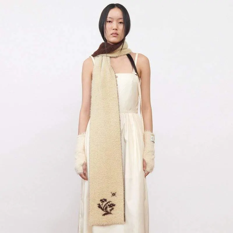 Color Block Knit Scarf for Women – Soft Faux Mink Scarf - custom OEM apparel by TRANSION