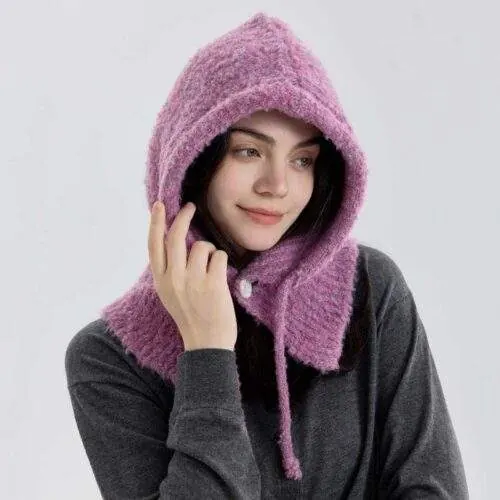 Women Knit Hat Scarf Set Wool Blend Warm Winter Hat - product detail image 2 by TRANSION