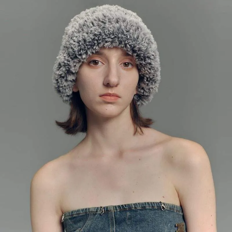 Gradient Faux Fur Winter Hat – Women Warm Plush Hat - product detail image 2 by TRANSION