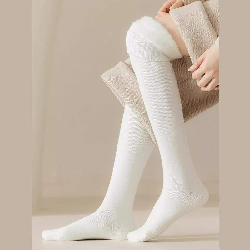 Women Cashmere Over the Knee Socks – Thick Fleece Lined Winter Warm Socks - custom OEM apparel by TRANSION