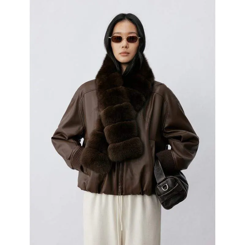 Women’s Faux Fur Winter Neck Warmer – Windproof Thick Plush Scarf - custom OEM apparel by TRANSION
