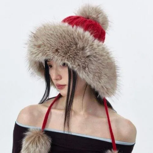 Winter Knit Hat with Pom-Pom & Furry Ear Flaps - product detail image 3 by TRANSION