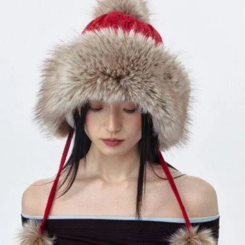 Winter Knit Hat with Pom-Pom & Furry Ear Flaps - custom OEM apparel by TRANSION