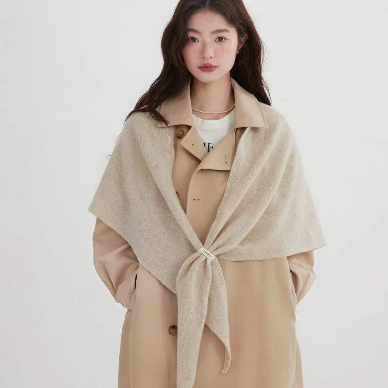 100% Wool Oversized Shawl for Women | Warm Winter Wrap & Scarf - product detail image 2 by TRANSION
