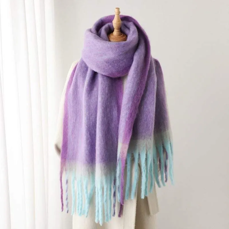 Faux Cashmere Gradient Fringe Scarf – Warm Winter Neck Scarf for Women - product detail image 3 by TRANSION