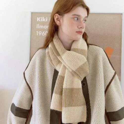 Striped Knit Neck Warmer | Winter Cozy & Versatile Scarf - custom OEM apparel by TRANSION