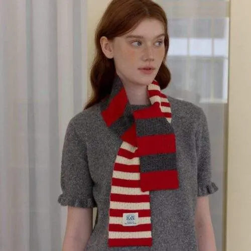 Color-Block Stripe Knit Neck Warmer | Stylish Warm Winter Scarf - custom OEM apparel by TRANSION