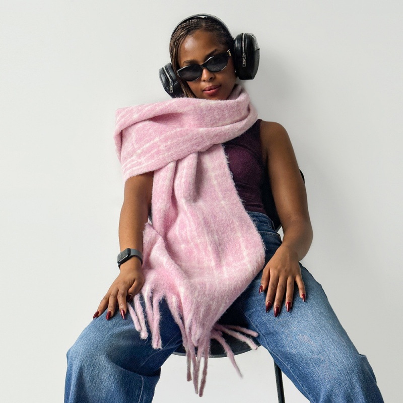 Fashion Plaid Wool Blend Scarf – Warm Winter Scarf for Women - Image 4