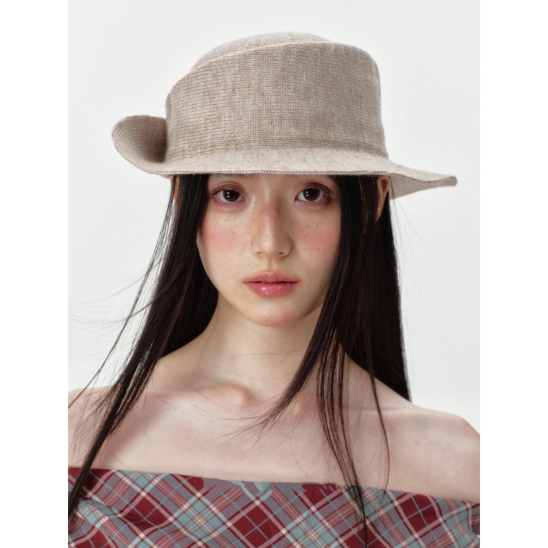Retro Knit Brim-Up Dress Hat for Autumn & Winter