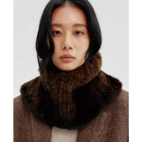 Women’s Mink Fur Split Neck Warmer – Pullover Winter Thermal Scarf - custom OEM apparel by TRANSION