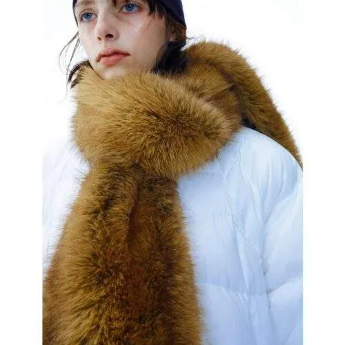 Vintage Brown Faux Fur Shawl – Women’s Warm Winter Wrap Scarf - product detail image 3 by TRANSION