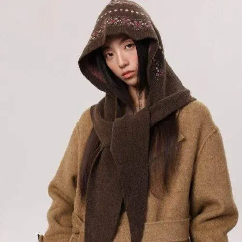 2-in-1 Knit Beanie Scarf for Women | Thick Warm Winter Hat with Neck Cover - product detail image 1 by TRANSION