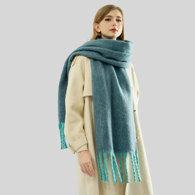Long Fringe Thick Solid Color Scarf – Soft Warm Winter Scarf for Women - custom OEM apparel by TRANSION