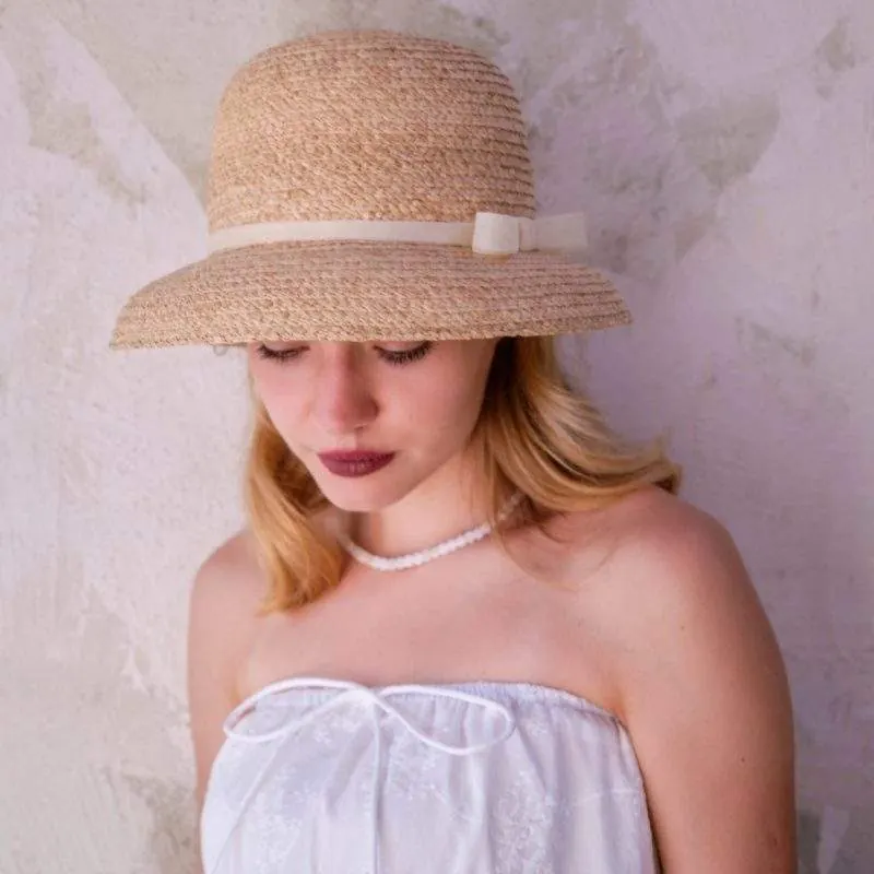 Women’s Raffia Straw Bucket Hat – Handwoven Sun Protection Summer Hat - product detail image 1 by TRANSION