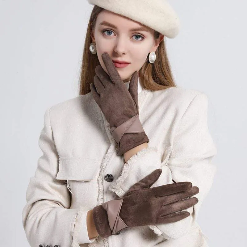 Winter Gloves for Women Suede Leather - Thermal Warm Touchscreen Gloves - custom OEM apparel by TRANSION