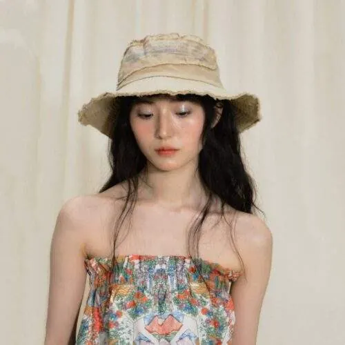 Women’s Denim Patchwork Wide-Brim Bucket Hat – Sun Protection Summer Hat - custom OEM apparel by TRANSION
