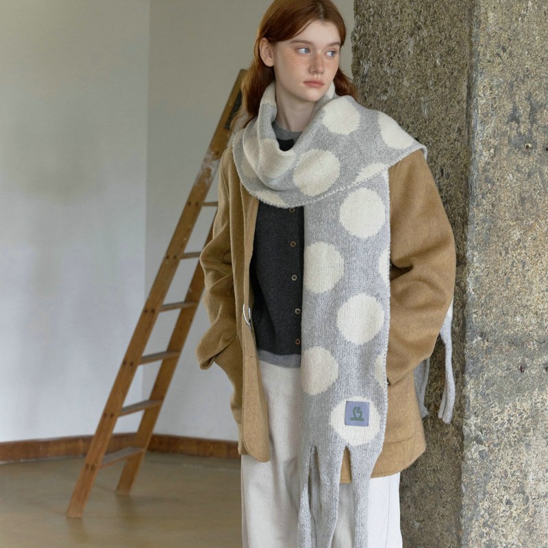 Wool Polka Dot Scarf | Warm Stylish Winter Scarf - Image 3