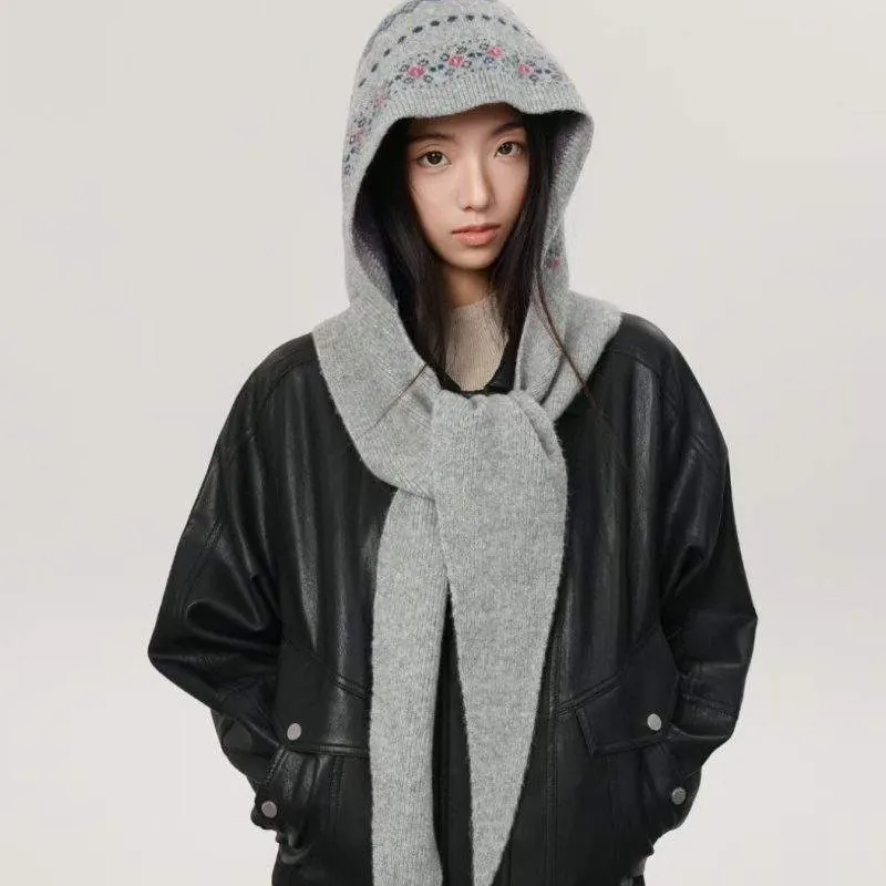 2-in-1 Knit Beanie Scarf for Women | Thick Warm Winter Hat with Neck Cover - product detail image 2 by TRANSION