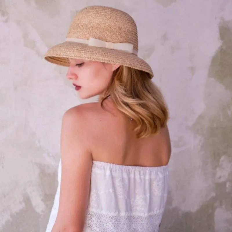 Women’s Raffia Straw Bucket Hat – Handwoven Sun Protection Summer Hat - product detail image 2 by TRANSION