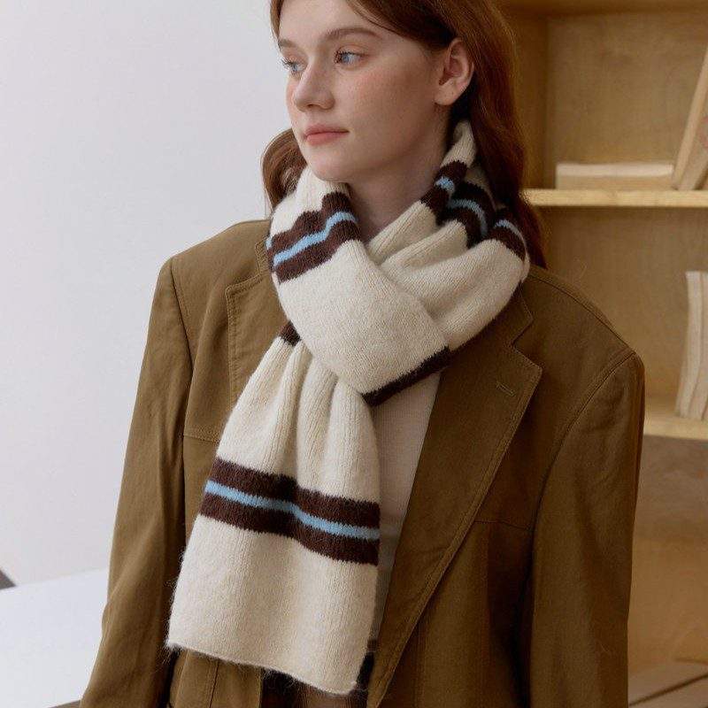 Color-Block Striped Knit Neck Warmer | Soft & Cozy Winter Scarf