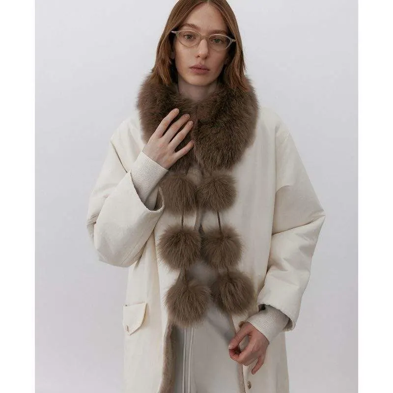 Women’s Fox Fur Scarf – Warm Plush Winter Neck Warmer - custom OEM apparel by TRANSION