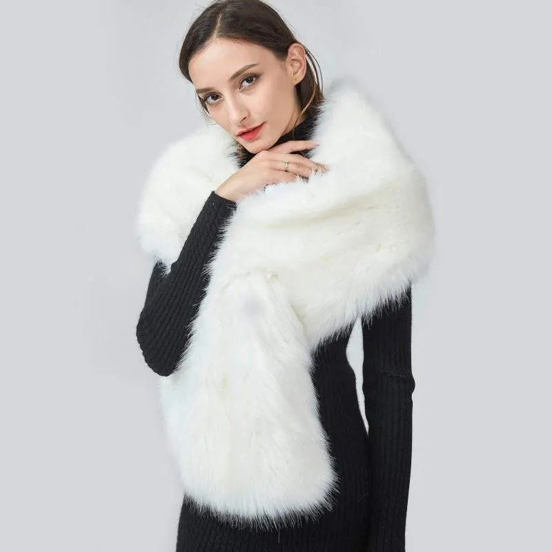 Faux Fur Large Shawl Collar Scarf | Warm Winter Plush Wrap - product detail image 2 by TRANSION