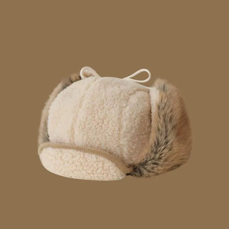 Sherpa Fleece Earflap Hat – Thick Winter Plush Warm Hat for Women - product detail image 2 by TRANSION