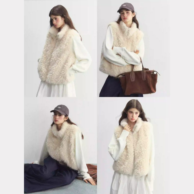 Women’s 90% White Duck Down Lined Jacket with Knit Sleeves and Stand Collar - Image 4