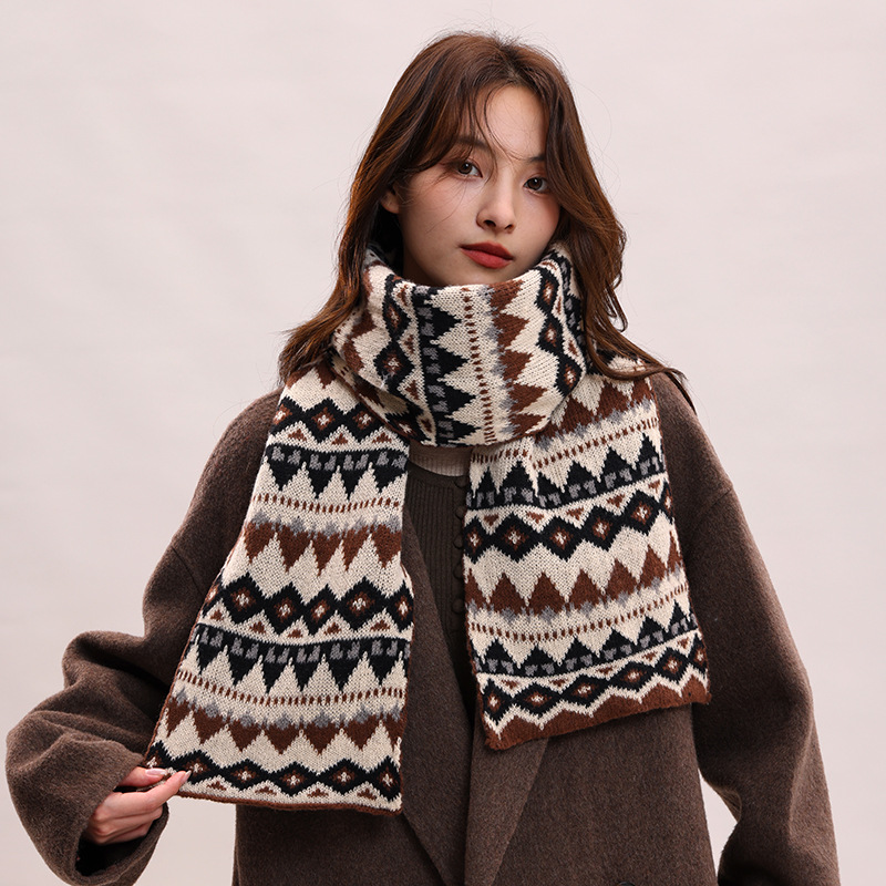 Jacquard Knit Scarf – Warm Autumn & Winter Scarf for Women