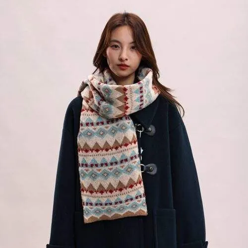 Jacquard Knit Scarf – Warm Autumn & Winter Scarf for Women - product detail image 1 by TRANSION