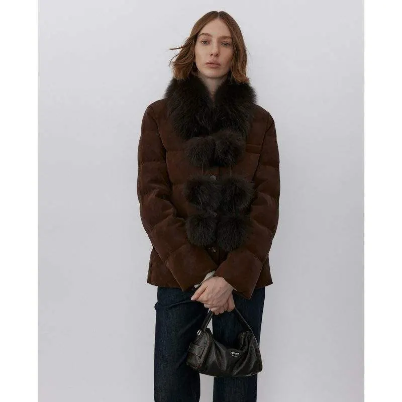 Women’s Fox Fur Scarf – Warm Plush Winter Neck Warmer - product detail image 3 by TRANSION