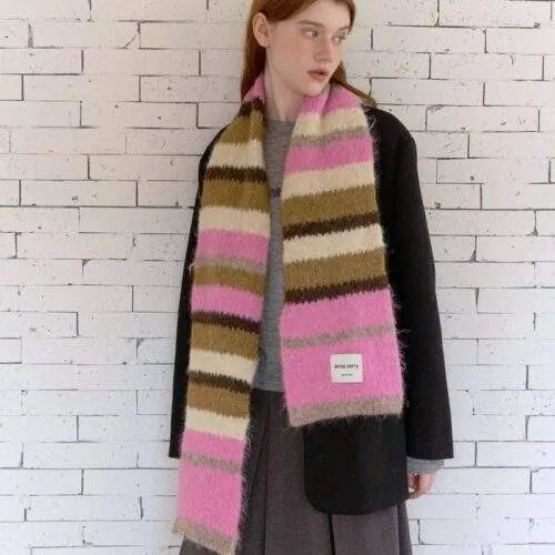 Colorful Striped Knit Neck Warmer | Color-Block Warm Winter Scarf - product detail image 3 by TRANSION