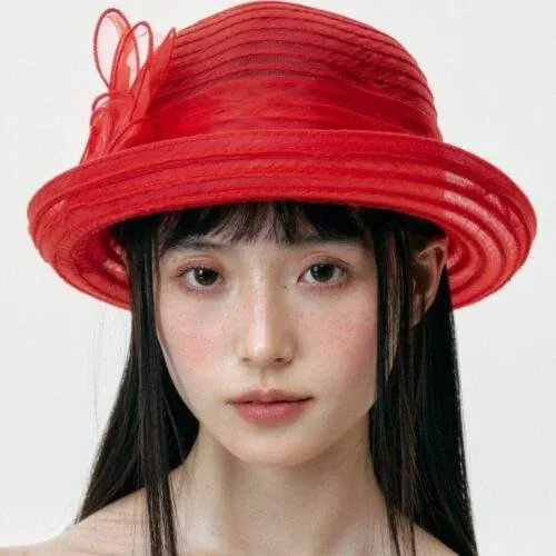 Vintage Organza Short-Brim Bucket Hat for Women – Breathable Summer Elegant Hat - custom OEM apparel by TRANSION