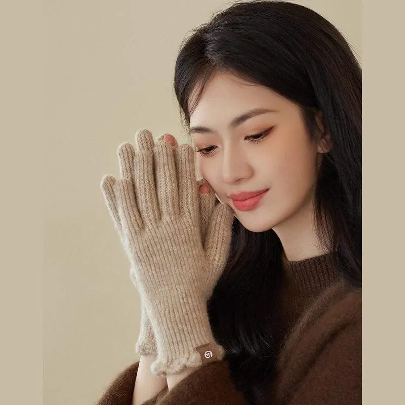 Women’s Fashion Lace Knit Gloves | Winter Warm Thick Soft Gloves - product detail image 1 by TRANSION