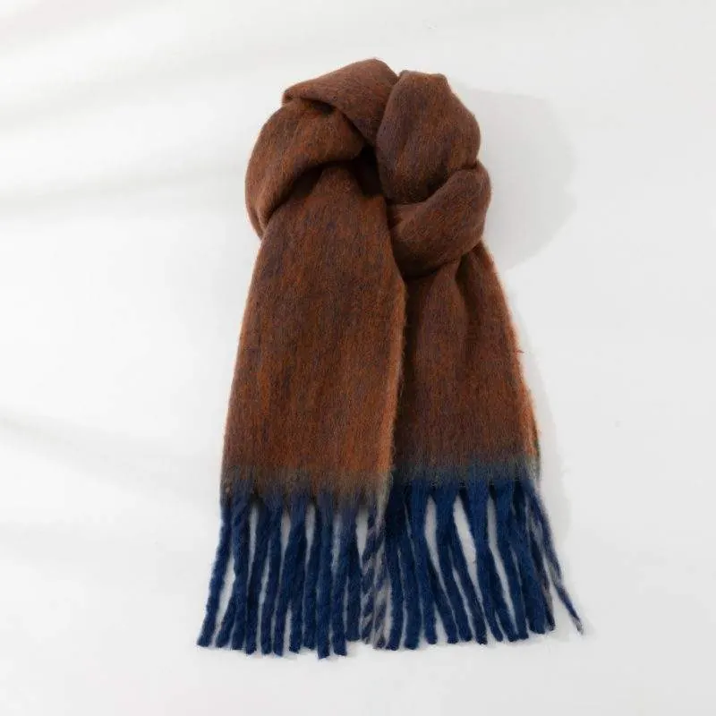 Solid Color Mohair Scarf – Thick Winter Warm Scarf for Women - product detail image 2 by TRANSION