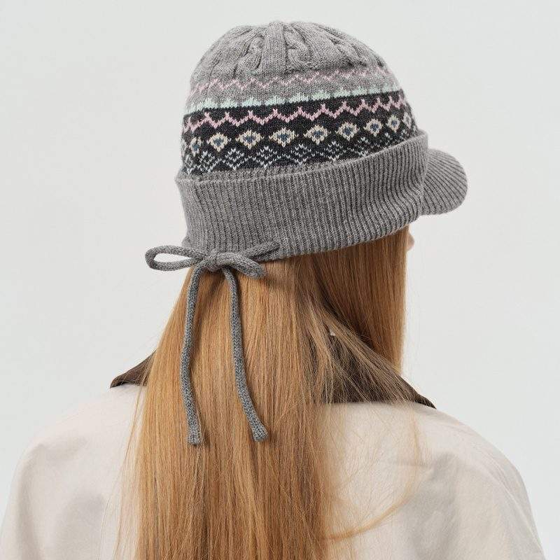 Vintage Wool-Blend Tie Knit Hat – Women’s Warm Winter Beanie - Image 4