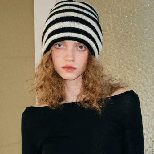 Wool Striped Knit Beanie – Warm & Versatile Autumn/Winter Hat - custom OEM apparel by TRANSION
