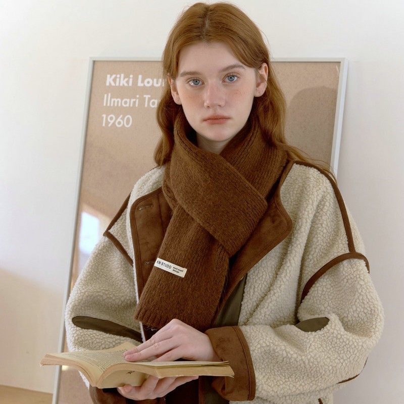 Solid Color Knit Scarf | Soft & Skin-Friendly Neck Warmer - Image 4