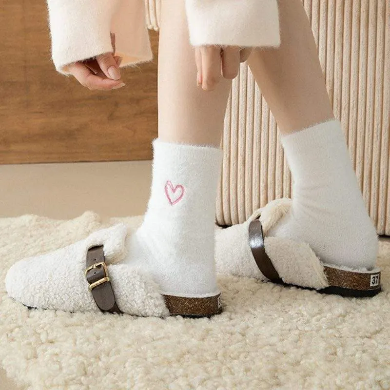 Women’s Winter Mid-Calf Mink Fleece Socks | Soft & Warm Minimal Style - product detail image 3 by TRANSION